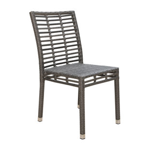 PANAMA JACK OUTDOOR Graphite Outdoor Stacking Dining Side Chair with Cushion