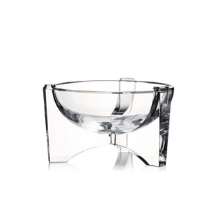 ROGASKA Avant-Garde Crystal Abstract Sleek Decorative Bowl in Clear