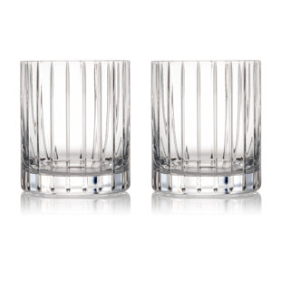 ROGASKA Avenue Double Old Fashion 12 oz. Crystal Whiskey Glass (Set of 2)