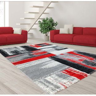 EBERN DESIGNS Croskey Performance Red/Gray Rug