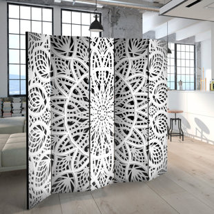 LATITUDE VIVE Leanne 225cm W x 172cm H 5 - Panel Solid Wood Folding Room Divider