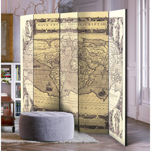 LONGSHORE TIDES 225cm W x 172cm H 5 - Panel Solid Wood Folding Room Divider