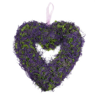 NORTHLIGHT SEASONAL Purple Moss and Green Twig Valentine's Day Heart Wreath 14.5-Inch Unlit