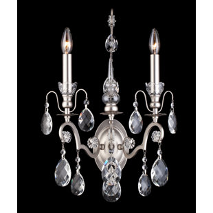 ROSDORF PARK Rickard 2-Light Candle Wall Sconce With Hanging Crystals