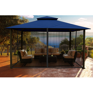 PARAGON-OUTDOOR Barcelona 10 Ft x 12 Ft. Aluminum Soft Top Gazebo with Mosquito Netting