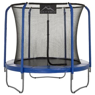 UPPER BOUNCE Machrus Skytric 8 FT Round Trampoline Set with Premium Top-Ring Flex Frame Safety Enclosure System