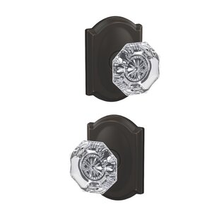 SCHLAGE Custom Alexandria Non-Turning Glass Knob with Camelot Trim