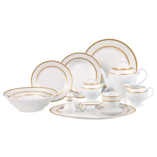 LORREN HOME TRENDS 57 Piece Porcelain China Dinnerware Set - Service for 8