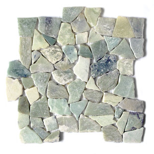 FUSTONE Jade Flat Random Sized Marble Mosaic Tile in Green