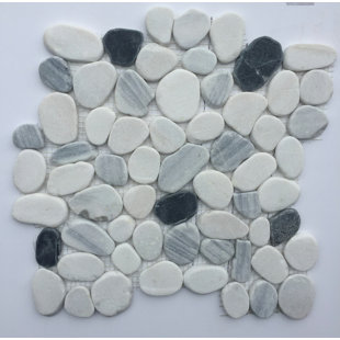 FUSTONE Orion Flat Crystal White Black Grey Pebble Mosaic 12" x 12" Wall & Floor Tile