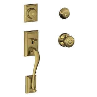 SCHLAGE Addison Handleset with Double Cylinder Deadbolt and Georgian Door and Rosette