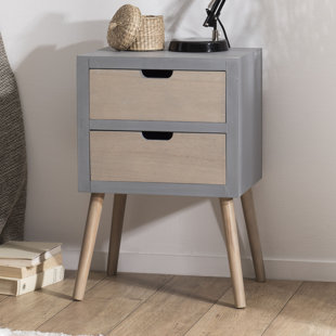 NORDEN HOME Illings Solid + Manufactured Wood Bedside Table