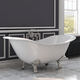 CAMBRIDGE PLUMBING 71" x 30" Clawfoot Cast Iron Bathtub with Faucet