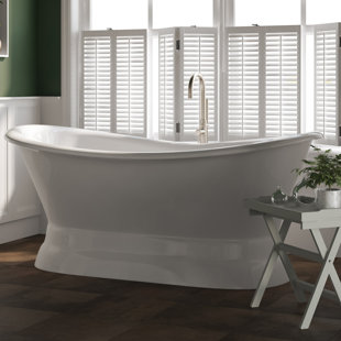 CAMBRIDGE PLUMBING 71" x 30" Pedestal Soaking Cast Iron Bathtub with Faucet