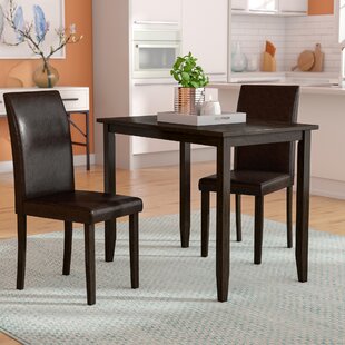 WADE LOGAN® Arber Dining Table Set, 3pcs Set, Small, 39" Rectangular, Kitchen, Wood, Pu Leather Look