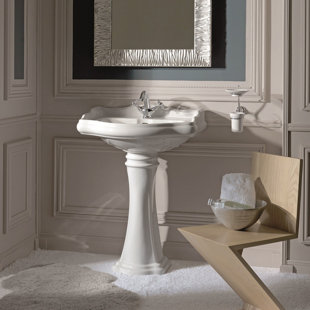 WS Bath Collections 18.3'' White Ceramic U-Shaped Bathroom Sink with Overflow