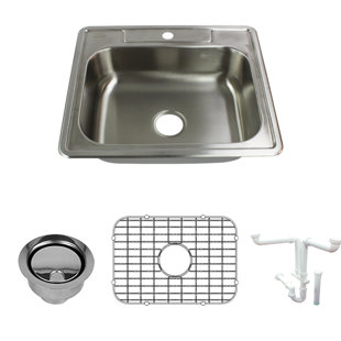 TRANSOLID Select 25" L x 22" W Drop-In Kitchen Sink with Sink Grid and Drain Assembly
