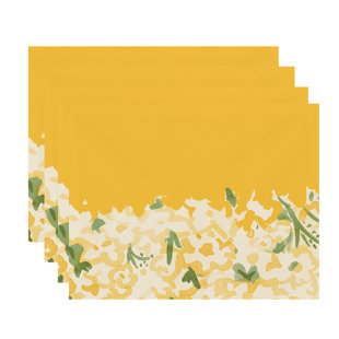 E BY DESIGN Gardenia Garden Print 4 Piece Cotton Placemat Set (Set of 4)