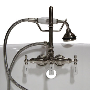 CAMBRIDGE PLUMBING Triple Handle Deck Mounted Clawfoot Tub Faucet with Diverter and Handshower