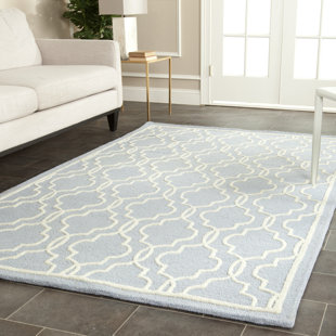 CANORA GREY Malaki Handmade Tufted Wool Light Blue/Ivory Rug