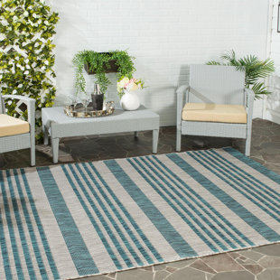 LONGSHORE TIDES Johana Grey/Blue Indoor/Outdoor Rug