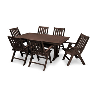 POLYWOOD® Vineyard Folding Chair 7-Piece Dining Set with Trestle Legs