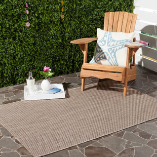 HOUSE OF HAMPTON Tommy Hooked Beige/Brown Indoor/Outdoor Rug
