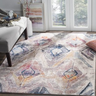 BRAYDEN STUDIO Taulbee Ikat Hand Woven Hand Hooked Lavender/Light Grey Area Rug