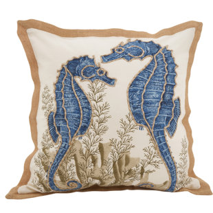 SARO Neptunian Animal Print Cotton Throw Pillow