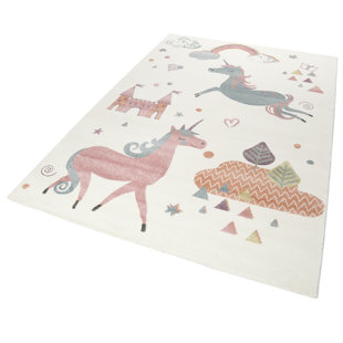 ESPRITHOME Sunny Unicorn Flatweave White/Pink Rug