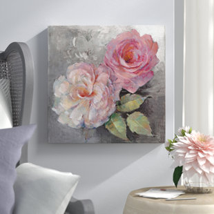 WINSTON PORTER Roses On Gray I On Canvas by Peter McGowan Gallery-Wrapped Canvas Giclée