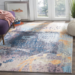METRO LANE Morse Abstract Hand Woven Hand Hooked Blue Area Rug