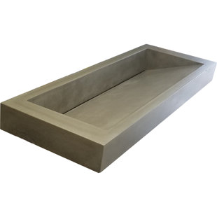 Hyde Concrete Ramp Gray Concrete Rectangular Trough, Vessel, Wall Mount Bathroom Sink