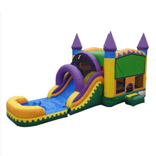 JUMPORANGE Jungle Zoo 12.5' x 30' Bounce House with Water Slide and Air Blower