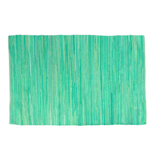 KARLA DUBOIS One-of-a-Kind Hand-Woven Cotton Shea Aqua Area Rug