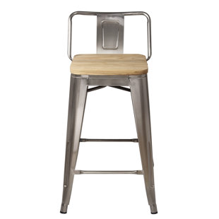 WILLISTON FORGE Mcreynolds Solid Wood 24'' Counter Stool (Set of 4)