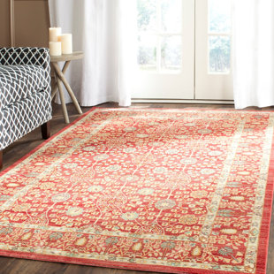 ASTORIA GRAND Charpentier Oriental Hand Woven Red Area Rug