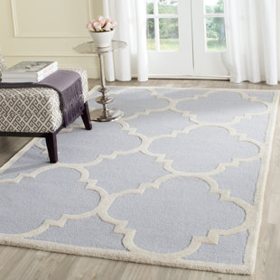 CANORA GREY Keith Handmade Tufted Wool Light Blue Rug