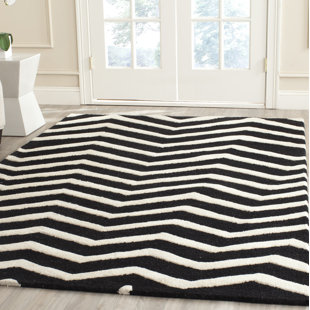 EBERN DESIGNS Betton Hand Tufted Wool Black/Ivory Rug