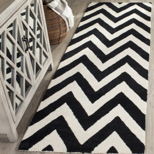 EBERN DESIGNS Nero Handmade Tufted Wool Black/Ivory Area Rug