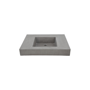 Hyde Concrete Oyster Rake 22'' Gray Concrete Rectangular Bathroom Sink
