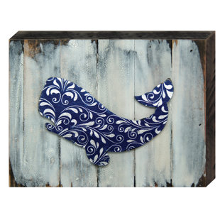 DESIGNOCRACY Nautical Vintage Whale Wooden Board Wall Décor