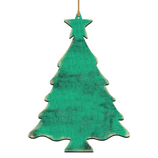 DESIGNOCRACY Christmas Tree Rustic Wooden Ornament (Set of 3)