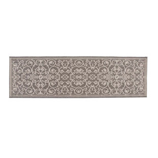 PLOW & HEARTH Veranda Scroll Gray Indoor/Outdoor Area Rug