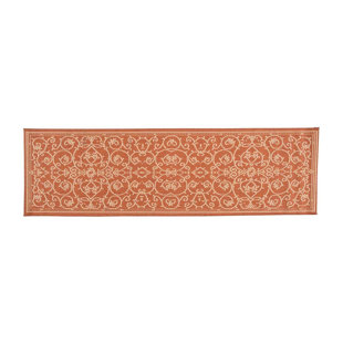 PLOW & HEARTH Veranda Scroll Terra Cotta Indoor/Outdoor Area Rug