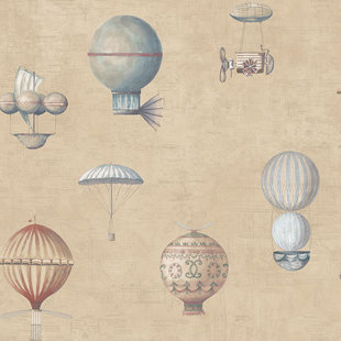 GALERIE WALLCOVERINGS Nostalgie Steampunk Air Balloons 33' L x 21" W Wallpaper Roll