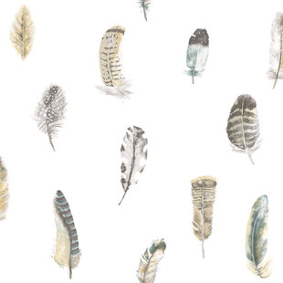 GALERIE WALLCOVERINGS Global Fusion Feathers 33' L x 21" W Smooth Wallpaper Roll