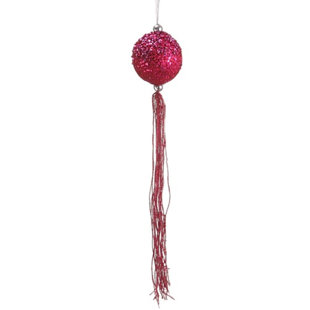 TORI HOME Glitter Drenched Christmas Ball Ornament with Tassel