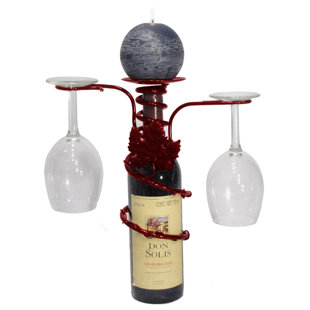 METROTEX DESIGNS Grapevine 1 Bottle Tabletop Wine Bottle & Glass Rack