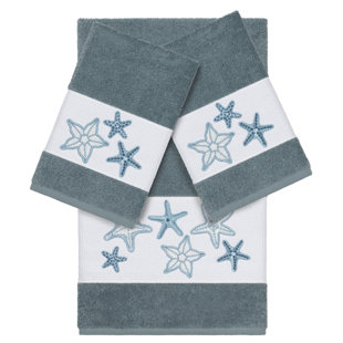 LINUM HOME TEXTILES Lydia 100% Turkish Cotton Embellished 3 Piece Towel Set